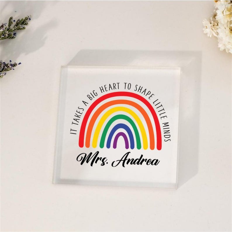 Personalized Teacher Gift,Teacher Desk Name Plate,Teacher Acrylic Plaque,Rainbow Teacher,Teacher Sign, Personalized Teacher Desk Name Plate