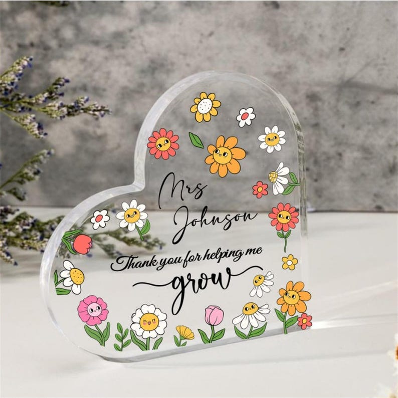 Personalized Teacher Gift,thank you for helping me grow, Teacher Desk Name Plate,Teacher Acrylic Plaque,Teacher SignTeacher Desk Name Plate