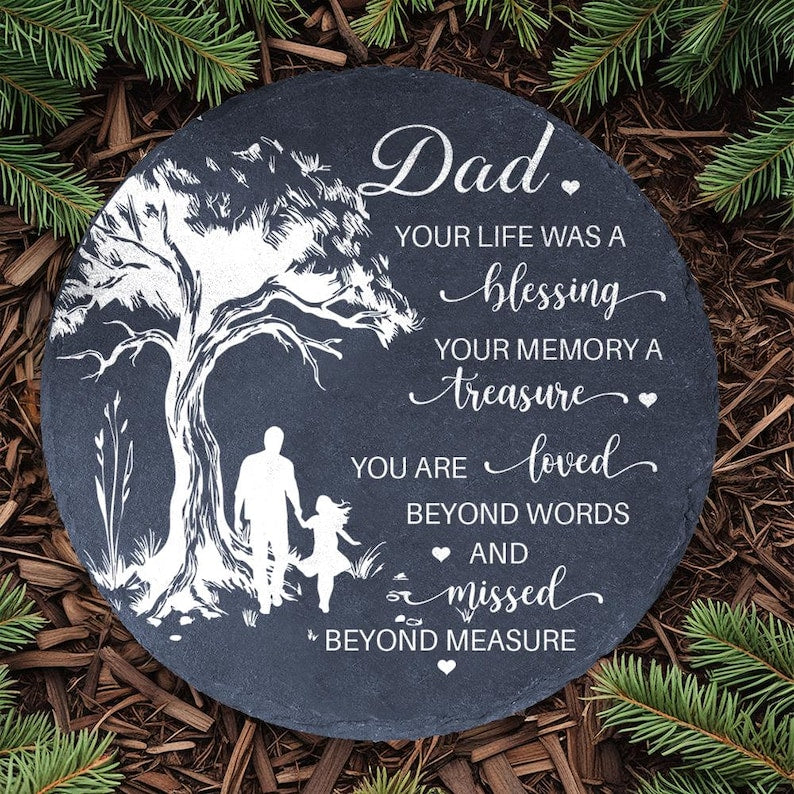 Sympathy Gift Loss Of Dad Memorial Stone, father's day memorial garden stone, Remembrance Bereavement Plaque For Loss Of Loved One In Memory