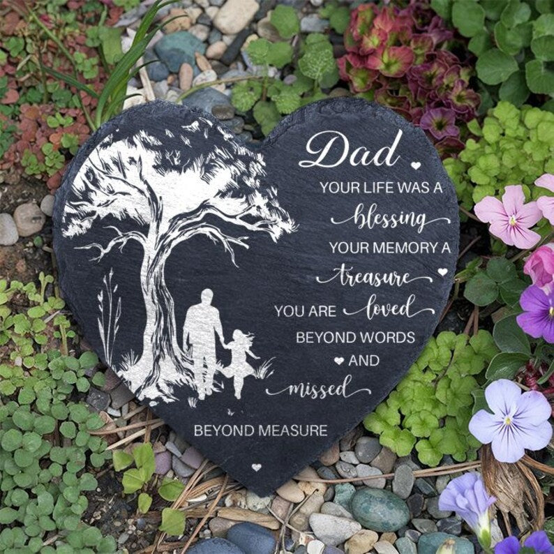 Sympathy Gift Loss Of Dad Memorial Stone, father's day memorial garden stone, Remembrance Bereavement Plaque For Loss Of Loved One In Memory