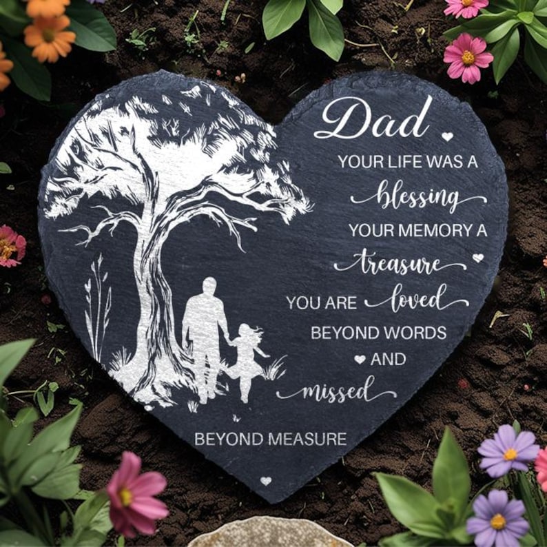 Sympathy Gift Loss Of Dad Memorial Stone, father's day memorial garden stone, Remembrance Bereavement Plaque For Loss Of Loved One In Memory