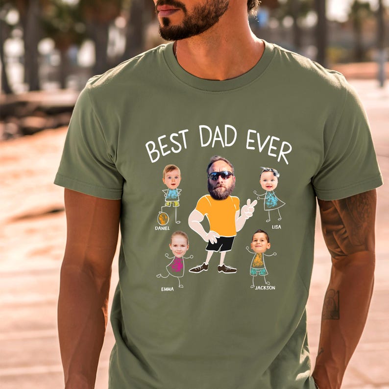 Personalized Best Dad Ever Shirt, Custom Photo Shirt For Dad, Father's Day Tee, Custom Face Kids Shirt For Dad, Funny Gift For Dad From Kids