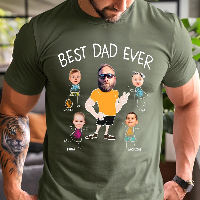 Personalized Best Dad Ever Shirt, Custom Photo Shirt For Dad, Father's Day Tee, Custom Face Kids Shirt For Dad, Funny Gift For Dad From Kids