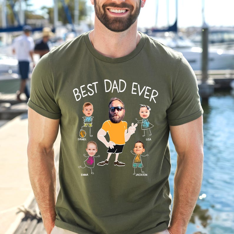 Personalized Best Dad Ever Shirt, Custom Photo Shirt For Dad, Father's Day Tee, Custom Face Kids Shirt For Dad, Funny Gift For Dad From Kids