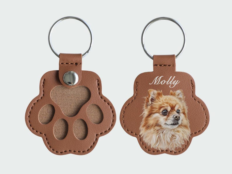 Personalized Pet Photo Keychain: Custom Dog Cat Memorial Fur Keepsake  Pet Fur Keepsake Leather Pouch