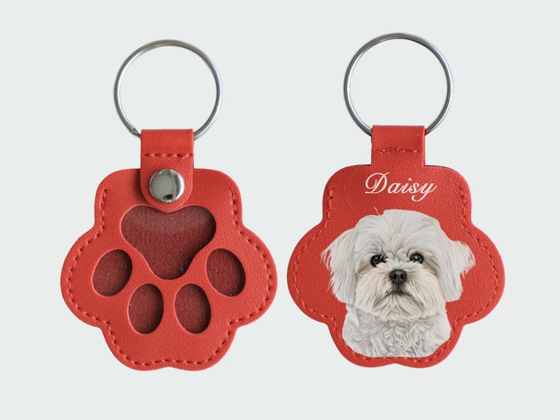Personalized Pet Photo Keychain: Custom Dog Cat Memorial Fur Keepsake  Pet Fur Keepsake Leather Pouch