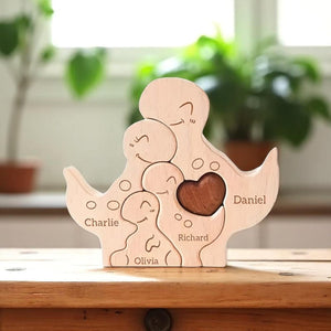 Personalized Dinosaur Family Puzzle, Custom Wooden Dino Gift, Kids Room or Nursery Decor, Baby Shower, Birthday or Family Christmas Gift