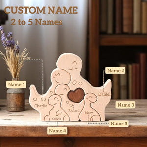 Personalized Dinosaur Family Puzzle, Custom Wooden Dino Gift, Kids Room or Nursery Decor, Baby Shower, Birthday or Family Christmas Gift