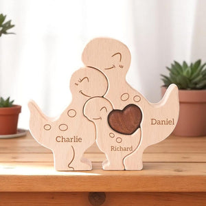 Personalized Dinosaur Family Puzzle, Custom Wooden Dino Gift, Kids Room or Nursery Decor, Baby Shower, Birthday or Family Christmas Gift