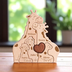 Personalized Giraffe Family Puzzle, Mothers Day Gift, Family Christmas Gift, Baby Shower, Family Of Four Gift, Giraffe Gifts, Nursery Decor