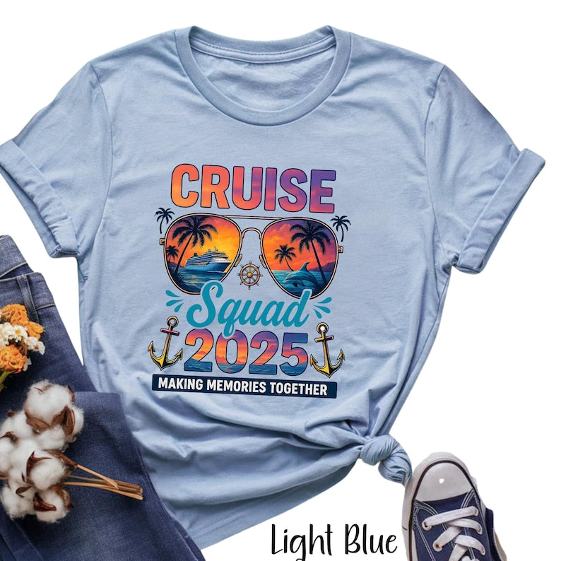 Personalize cruise Squad 2025 Shirt, Caribbean Cruise Matching Shirts, Family Cruise Crew Custom Name T-Shirts, Friends Cruise Shirts