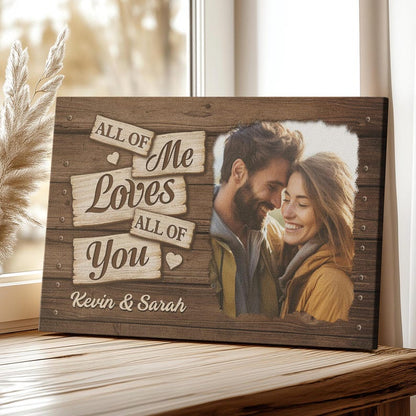Custom Wooden Couple Photo Canvas, Personalized Anniversary Gift with Names and Photo, Romantic Home Decor, Unique Wedding Keepsake