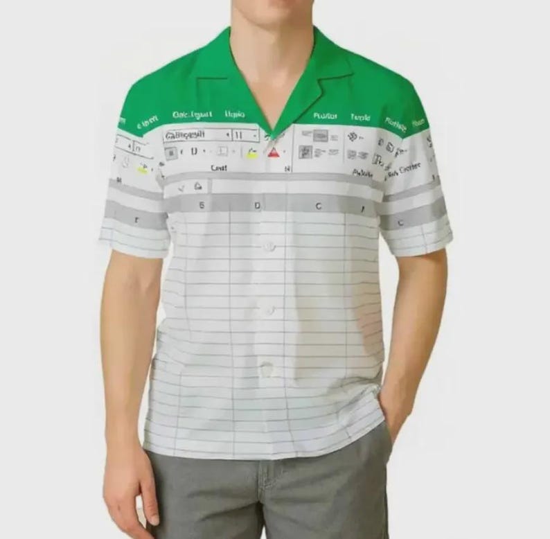 Funny Excel Word Powerpoint Hawaiian Shirt, Funny Hawaiian Shirt 2025, Microsoft Office Hawaiian Shirt, Excel Funny Work Button Up Shirt
