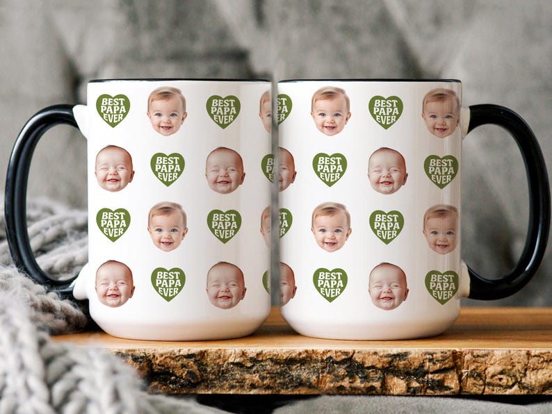 Custom Baby Face Mug, Custom Face Mug, Baby Photo Mug, Your Dogs Face Mug, Custom Photo Mug for Dad, New Grandparents Mug