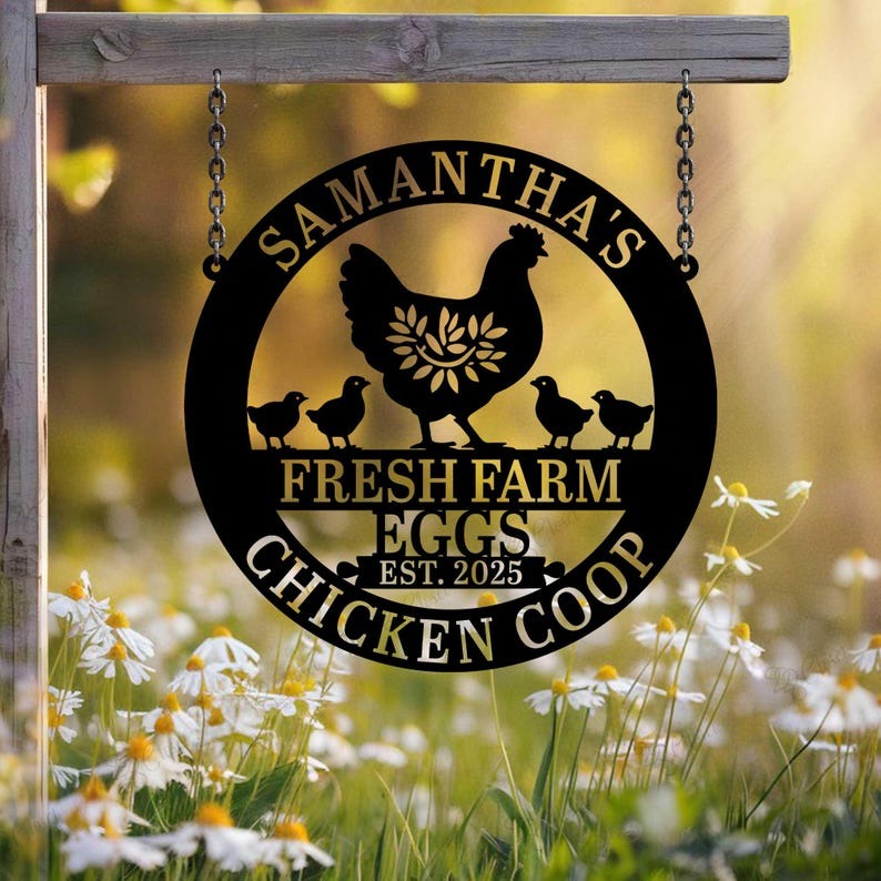 Personalized Chicken Coop Metal Sign, Hen House Coop Sign, Our Little Coop Sign, Custom Chicken Coop Sign, Farm Name Metal Sign