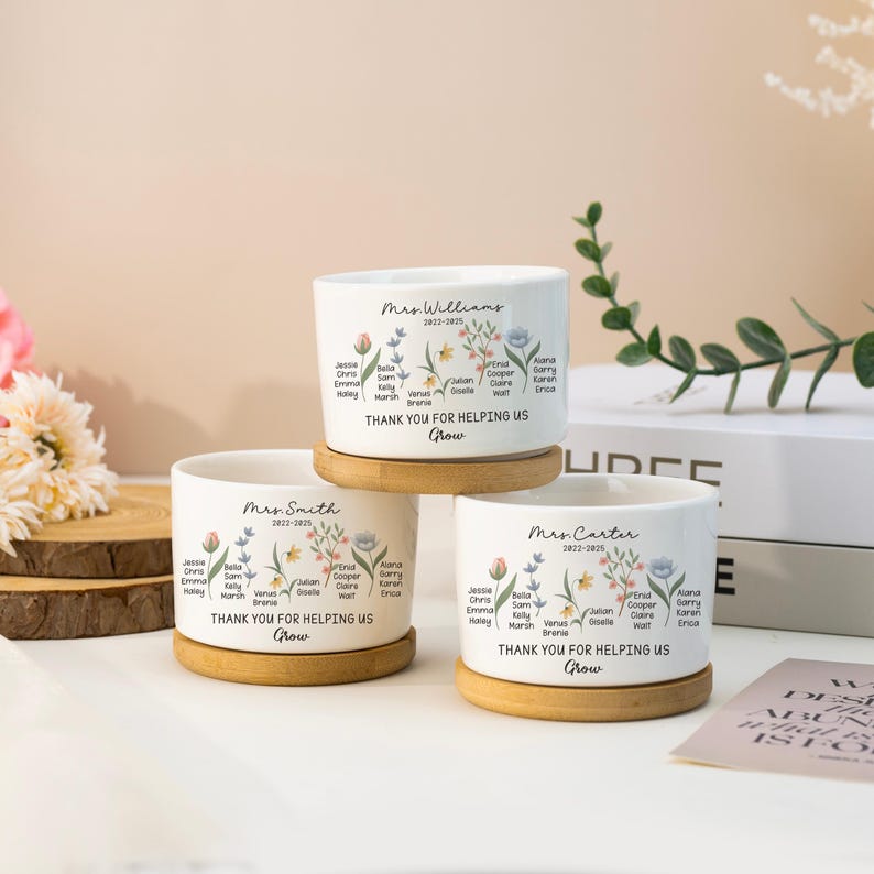 Custom Teacher Plant Pot, Teacher Appreciation Gift, Thank You for Helping Us Grow Plant Pot, End of Year Gift, Back to School Gifts