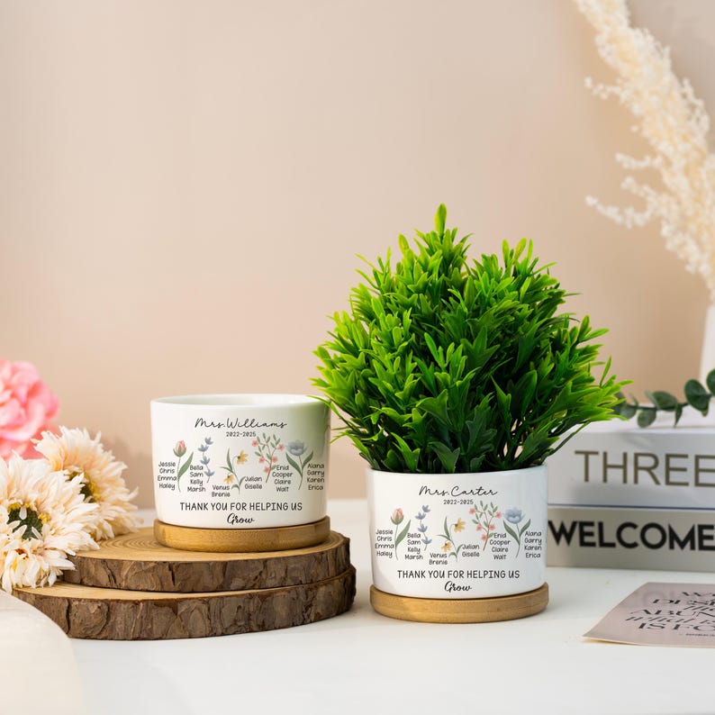 Custom Teacher Plant Pot, Teacher Appreciation Gift, Thank You for Helping Us Grow Plant Pot, End of Year Gift, Back to School Gifts