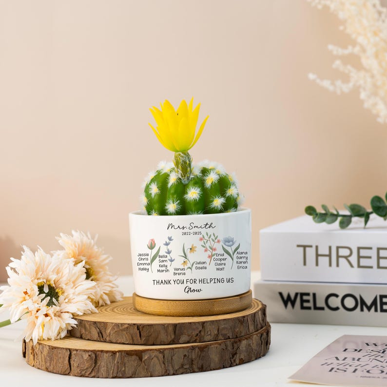 Custom Teacher Plant Pot, Teacher Appreciation Gift, Thank You for Helping Us Grow Plant Pot, End of Year Gift, Back to School Gifts