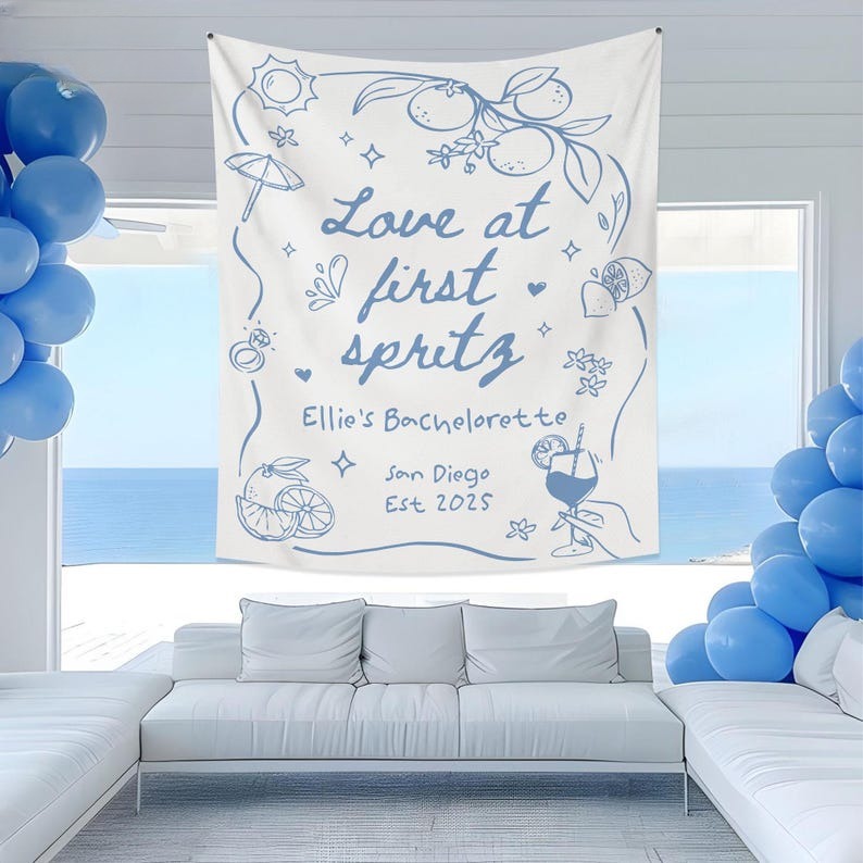 Custom Aperol Spritz Bachelorette Tapestry, Love At First Spritz Bridal Shower Banner, Aperol Spritz Party Decor, Lets Get Spritzy Backdrop