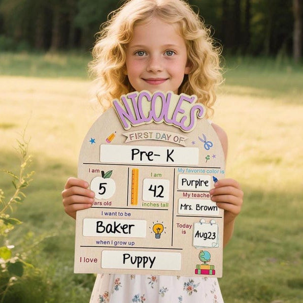 Custom First Day of School Sign, Back to School Sign, Preschool, Kindergarten 1st Day of School Sign, School Board, Last Day of School Sign
