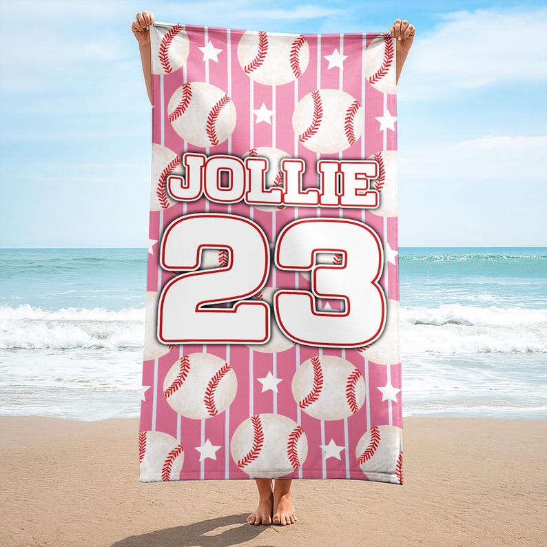 Custom Baseball Team Beach Towel, Baseball Player Gift, Sport Lover Gift, Personalized School Team Club, Baseball Coach Birthday Gift
