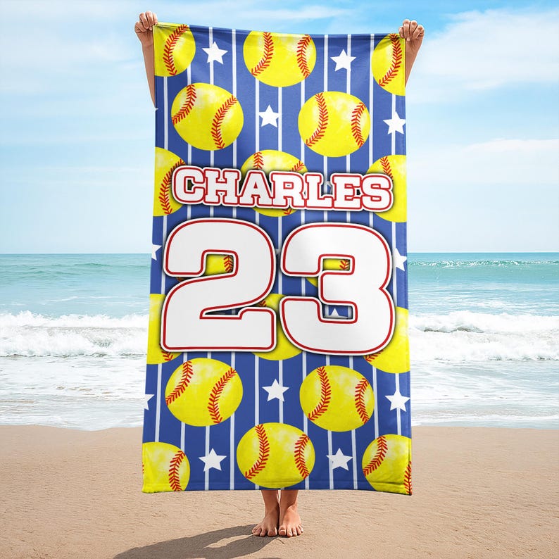 Custom Baseball Team Beach Towel, Baseball Player Gift, Sport Lover Gift, Personalized School Team Club, Baseball Coach Birthday Gift