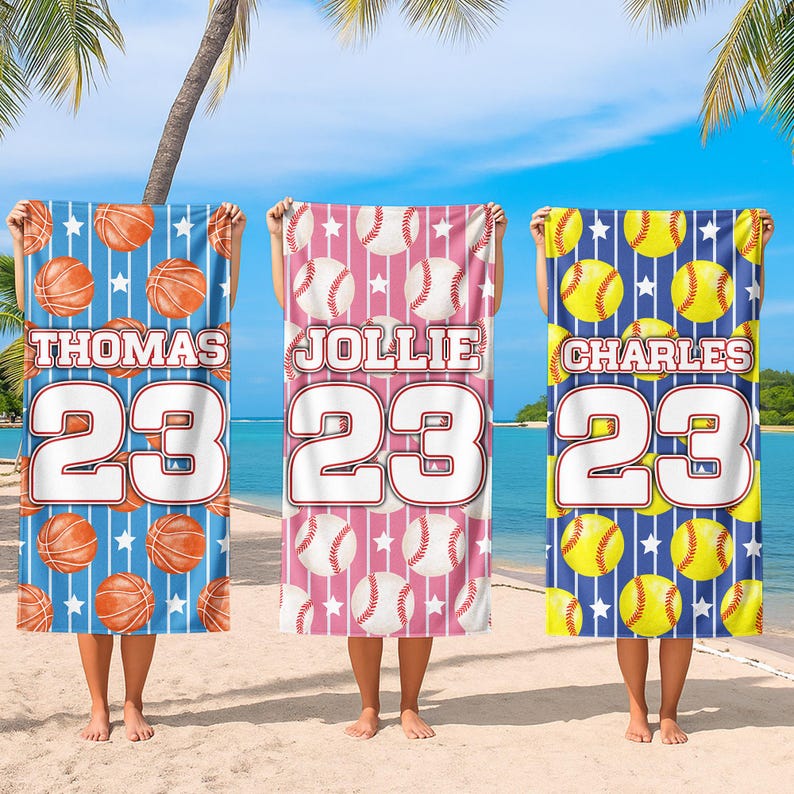 Custom Baseball Team Beach Towel, Baseball Player Gift, Sport Lover Gift, Personalized School Team Club, Baseball Coach Birthday Gift