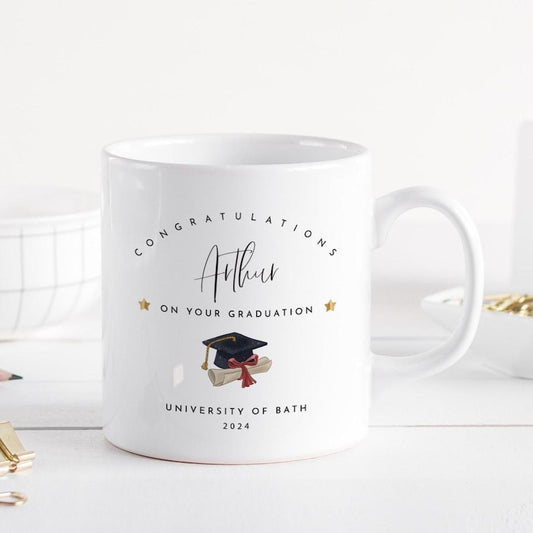 Personalised Graduation Mug with Name and Year Custom University Gift for Graduate Keepsake Coffee Cup Congratulations Present Idea