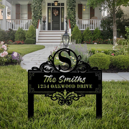 Custom Metal Family Name Sign Personalized Yard Address Plaque for Lawn & Garden Decor Outdoor Stake Sign Gift