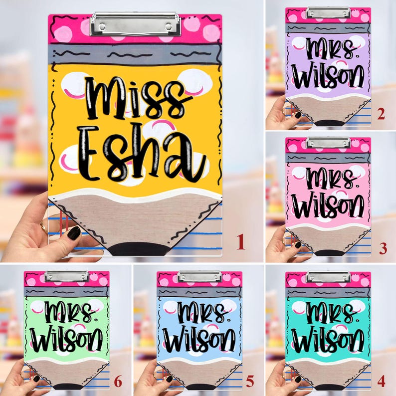 Personalized Teacher Appreciation Gift, Custom Pencil Teacher Acrylic Clipboard, Teacher Name Clipboard, End Of Year, Back to School Gift