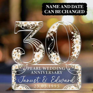 30th Wedding Anniversary Acrylic Plaque Gift for Husband, Personalized Couple's Name and Date Pearl Anniversary Gift, Gift for Couple