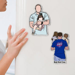 Personalized Father's Day Gift For Dad, Custom Portrait From Photo Magnet, New Dad Gift, Faceless Portrait Fridge Magnet Gift For Husband