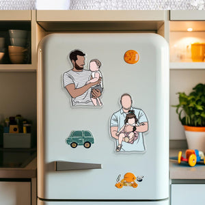 Personalized Father's Day Gift For Dad, Custom Portrait From Photo Magnet, New Dad Gift, Faceless Portrait Fridge Magnet Gift For Husband
