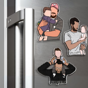 Personalized Father's Day Gift For Dad, Custom Portrait From Photo Magnet, New Dad Gift, Faceless Portrait Fridge Magnet Gift For Husband