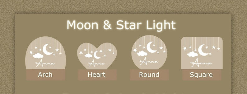 Custom Moon and Star Nightlight,Personalized Clouds Night Light with Name,Nursery Lamp,Baby Bedroom Night Light,Birthday Gifts for Baby