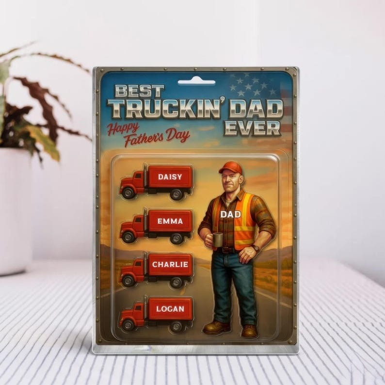Custom Name Best Truckin' Dad Ever Acrylic Block Plaque, Truck Driver Dad Acrylic Block Plaque, Father's Day Gift For Dad, Gift For Husband