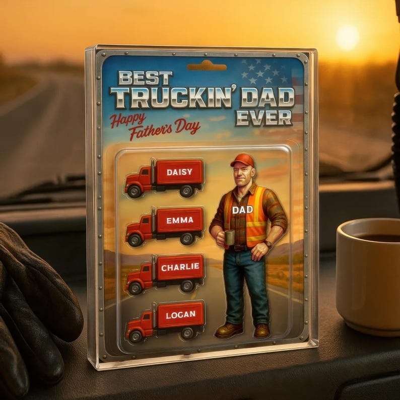 Custom Name Best Truckin' Dad Ever Acrylic Block Plaque, Truck Driver Dad Acrylic Block Plaque, Father's Day Gift For Dad, Gift For Husband