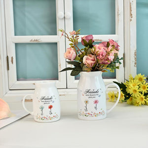 Personalized Friendship Floral Ceramic Vase,Custom Birth Month Flower Vase,Friendship Gifts for Sister/Besties/Best Friend,Decor Gift