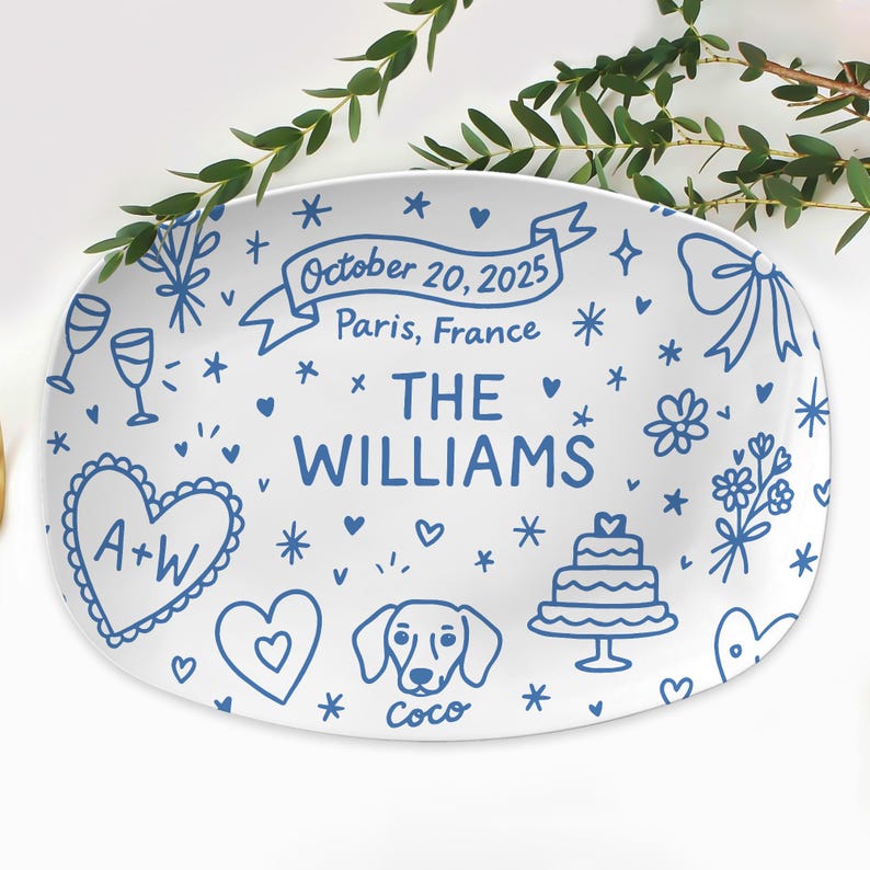 Custom Wedding Platter Personalized Bridal Gift with Names, Date & Location Unique Keepsake for Bride and Groom, Bridal shower