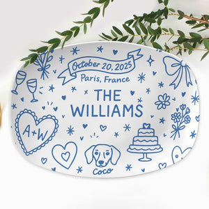 Custom Wedding Platter Personalized Bridal Gift with Names, Date & Location Unique Keepsake for Bride and Groom, Bridal shower