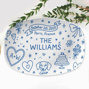 Custom Wedding Platter Personalized Bridal Gift with Names, Date & Location Unique Keepsake for Bride and Groom, Bridal shower