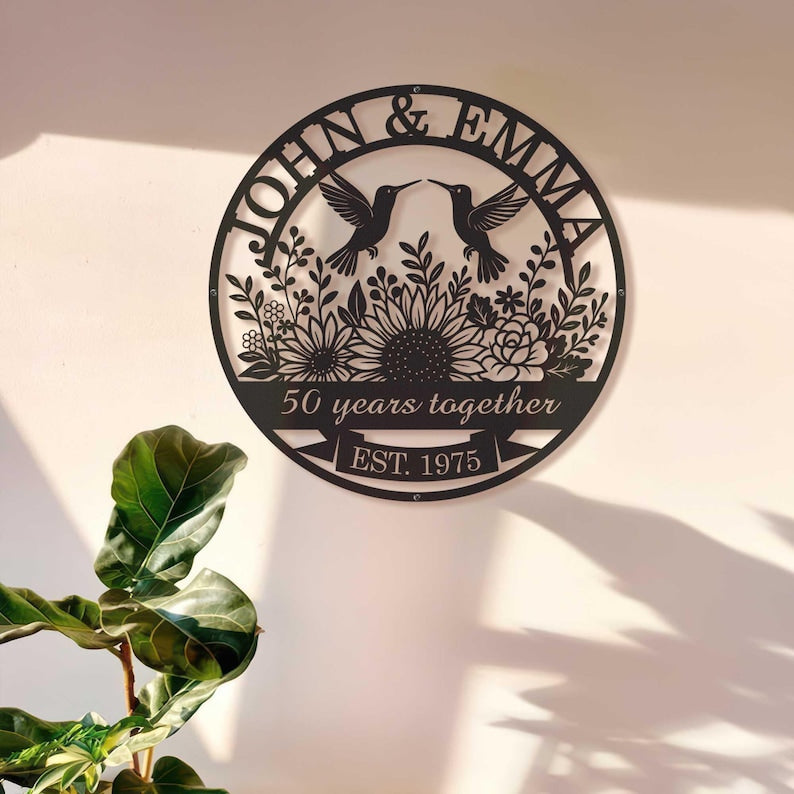 Personalized 50th Anniversary Gift for Parents, Custom 50 Year Anniversary Sign, Ruby Anniversary Gift, Wedding Anniversary Metal Wall Art