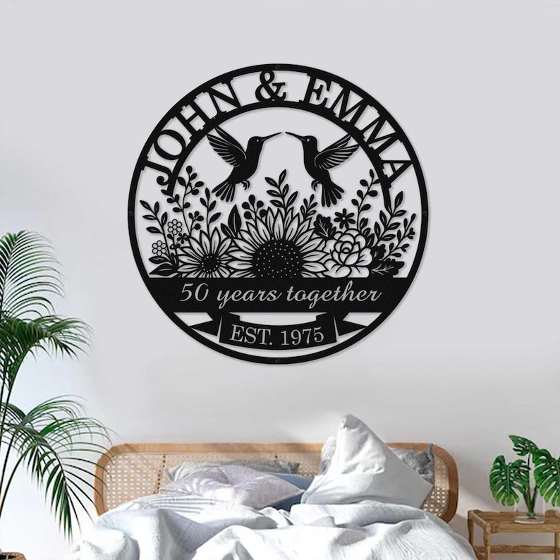 Personalized 50th Anniversary Gift for Parents, Custom 50 Year Anniversary Sign, Ruby Anniversary Gift, Wedding Anniversary Metal Wall Art