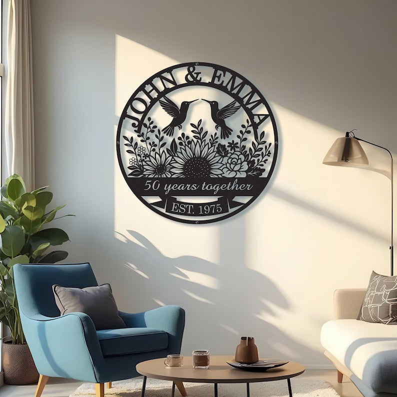 Personalized 50th Anniversary Gift for Parents, Custom 50 Year Anniversary Sign, Ruby Anniversary Gift, Wedding Anniversary Metal Wall Art