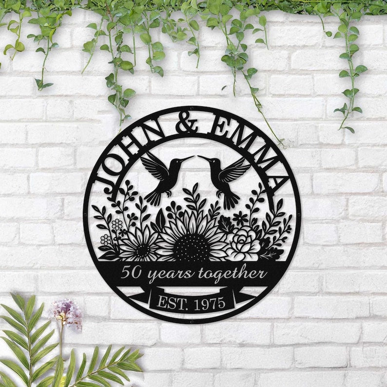 Personalized 50th Anniversary Gift for Parents, Custom 50 Year Anniversary Sign, Ruby Anniversary Gift, Wedding Anniversary Metal Wall Art