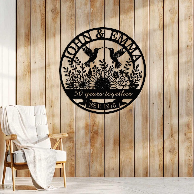 Personalized 50th Anniversary Gift for Parents, Custom 50 Year Anniversary Sign, Ruby Anniversary Gift, Wedding Anniversary Metal Wall Art