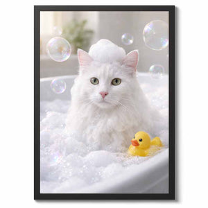 Bath Time - Custom Pet In Bathtub Canvas & Poster Print, Animal in Tub Funny Bathroom Art, Custom Dog Cat Portrait, Funny Pet Portrait, Gift for Pet Lover
