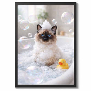 Bath Time - Custom Pet In Bathtub Canvas & Poster Print, Animal in Tub Funny Bathroom Art, Custom Dog Cat Portrait, Funny Pet Portrait, Gift for Pet Lover