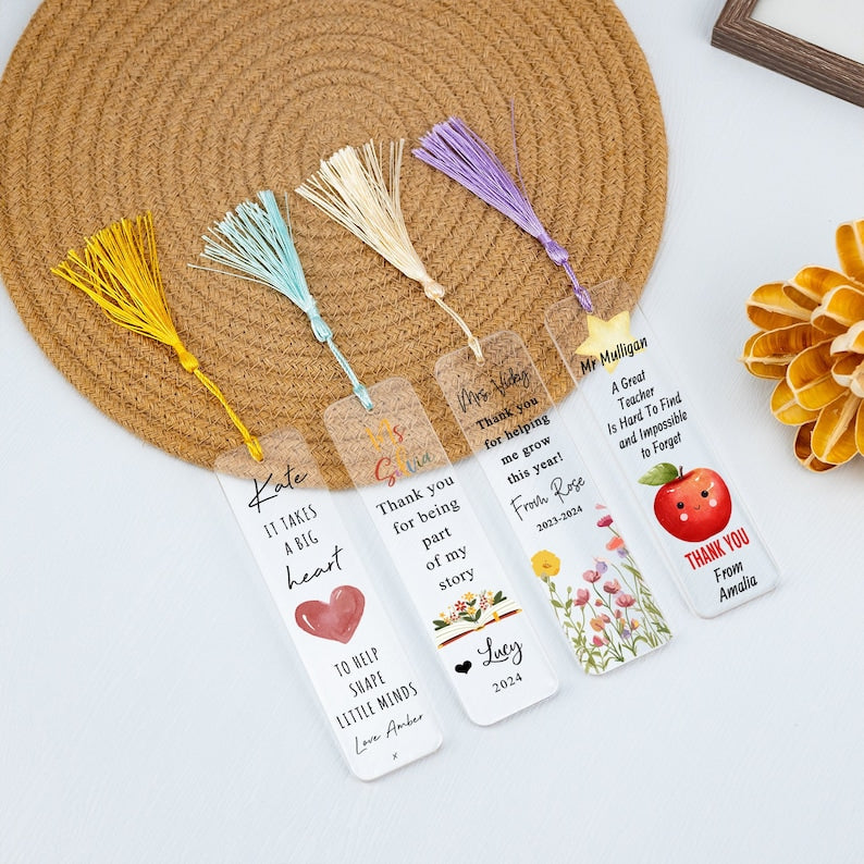 Personalized Teacher Bookmark, Thank You Gift, Teacher Appreciation Gift, Acrylic Bookmark for Teacher, Back To School Gift, Book Lover Gift