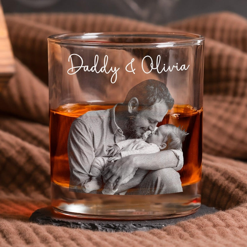 Our First Father's Day Together Cheers!, Personalized First Father's Day Whiskey Glass With Photo, Newborn Gift for Dad, New Father Gift